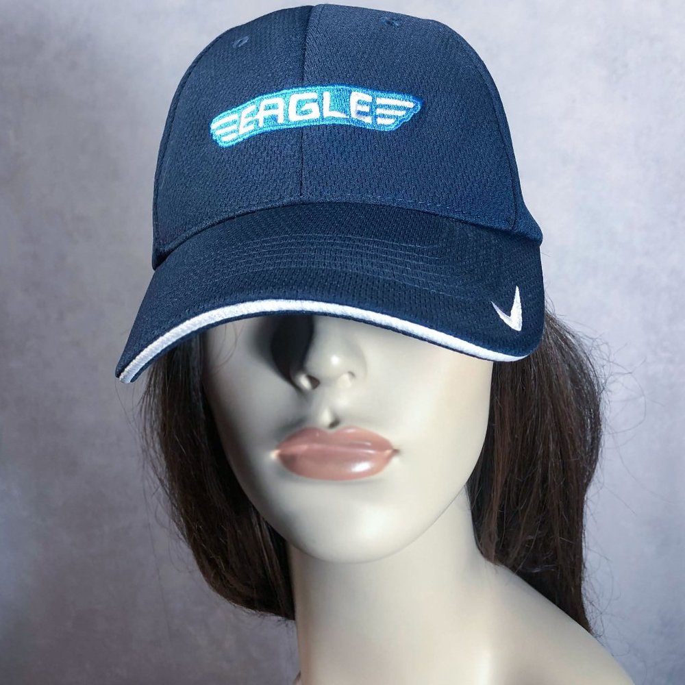 Nike Dri Fit Hat Navy Blue Eagle Brand Logo Unisex Mesh Back Hat S/M